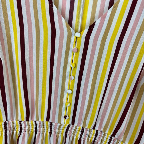 Lane Bryant Womens V-Neck Smock Waist Short Sleeve Top Sz 18 | Lightweight Flowy - Picture 5 of 16